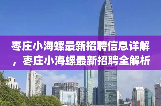 棗莊小海螺最新招聘信息詳解，棗莊小海螺最新招聘全解析