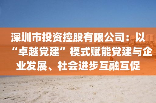 深圳市投資控股有限公司：以“卓越黨建”模式賦能黨建與企業(yè)發(fā)展、社會進步互融互促