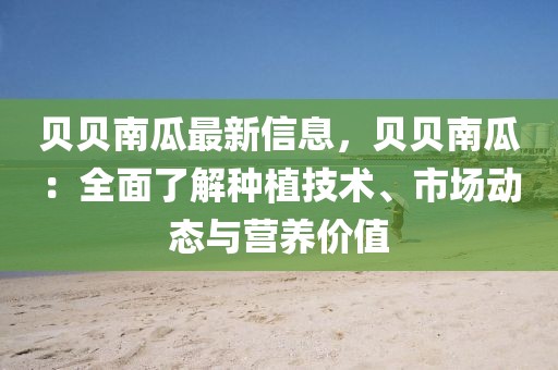 貝貝南瓜最新信息，貝貝南瓜：全面了解種植技術(shù)、市場(chǎng)動(dòng)態(tài)與營(yíng)養(yǎng)價(jià)值