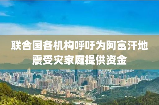 聯(lián)合國各機構呼吁為阿富汗地震受災家庭提供資金