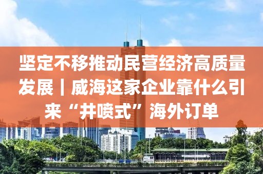 堅(jiān)定不移推動民營經(jīng)濟(jì)高質(zhì)量發(fā)展｜威海這家企業(yè)靠什么引來“井噴式”海外訂單