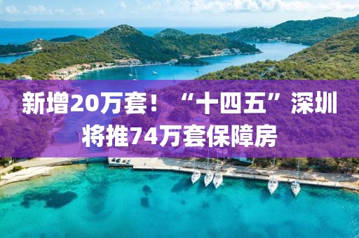 新增20萬套！“十四五”深圳將推74萬套保障房
