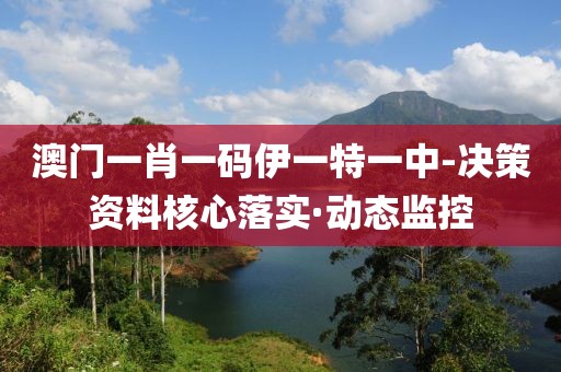 澳門一肖一碼伊一特一中-決策資料核心落實·動態(tài)監(jiān)控