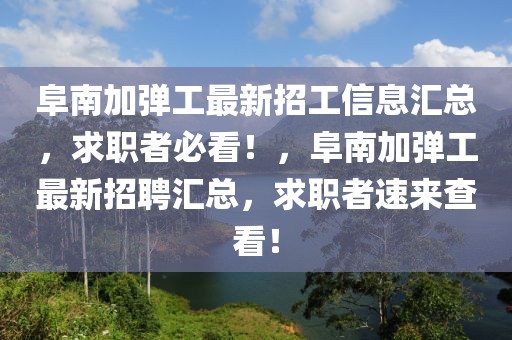 阜南加彈工最新招工信息匯總，求職者必看！，阜南加彈工最新招聘匯總，求職者速來查看！