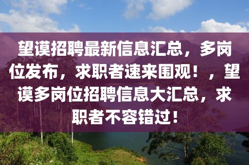 望謨招聘最新信息匯總，多崗位發(fā)布，求職者速來圍觀！，望謨多崗位招聘信息大匯總，求職者不容錯過！