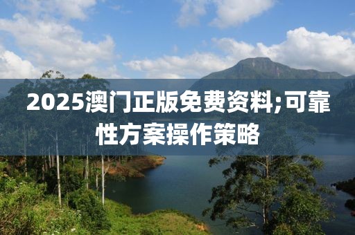 2025澳門正版免費資料;可靠性方案操作策略