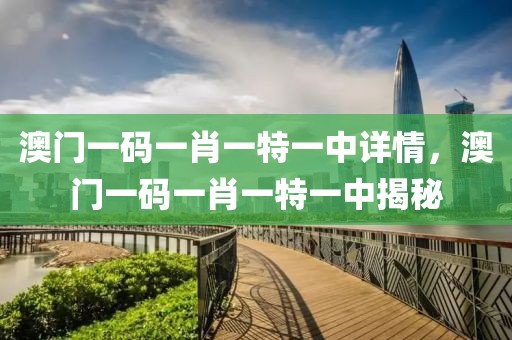澳門一碼一肖一特一中詳情，澳門一碼一肖一特一中揭秘