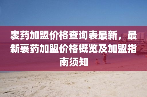 裹藥加盟價(jià)格查詢表最新，最新裹藥加盟價(jià)格概覽及加盟指南須知