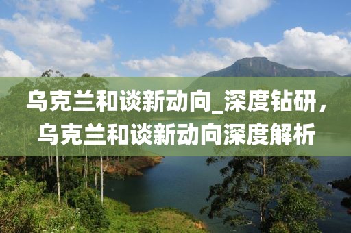烏克蘭和談新動(dòng)向_深度鉆研，烏克蘭和談新動(dòng)向深度解析