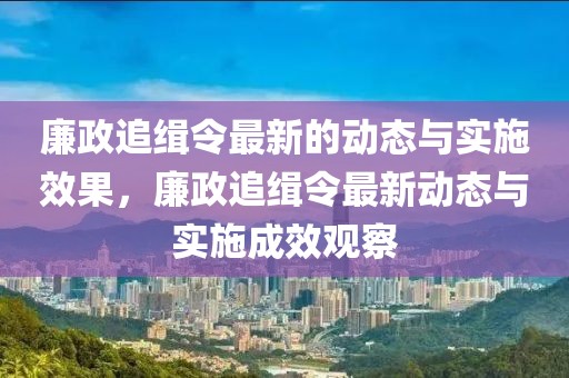 廉政追緝令最新的動態(tài)與實施效果，廉政追緝令最新動態(tài)與實施成效觀察