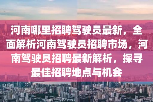 河南哪里招聘駕駛員最新，全面解析河南駕駛員招聘市場(chǎng)，河南駕駛員招聘最新解析，探尋最佳招聘地點(diǎn)與機(jī)會(huì)