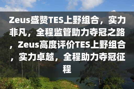 Zeus盛贊TES上野組合，實(shí)力非凡，全程監(jiān)管助力奪冠之路，Zeus高度評(píng)價(jià)TES上野組合，實(shí)力卓越，全程助力奪冠征程