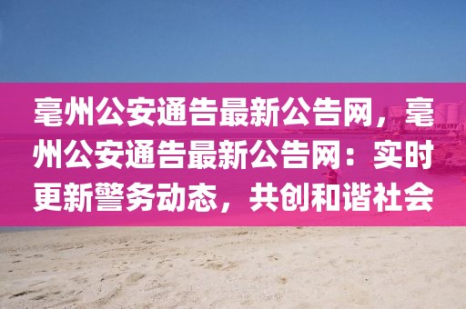 毫州公安通告最新公告網(wǎng)，毫州公安通告最新公告網(wǎng)：實(shí)時(shí)更新警務(wù)動(dòng)態(tài)，共創(chuàng)和諧社會(huì)