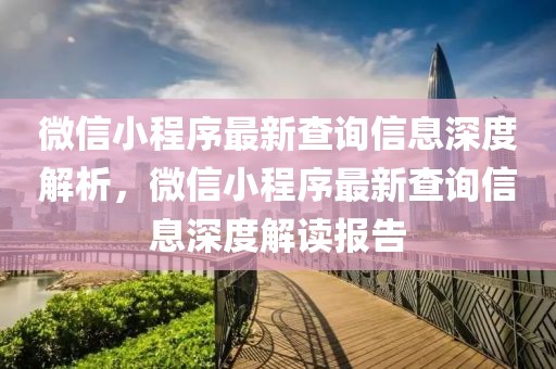 微信小程序最新查詢信息深度解析，微信小程序最新查詢信息深度解讀報(bào)告