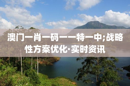 澳門一肖一碼一一特一中;戰(zhàn)略性方案優(yōu)化·實時資訊
