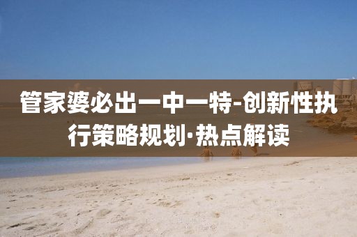 管家婆必出一中一特-創(chuàng)新性執(zhí)行策略規(guī)劃·熱點解讀