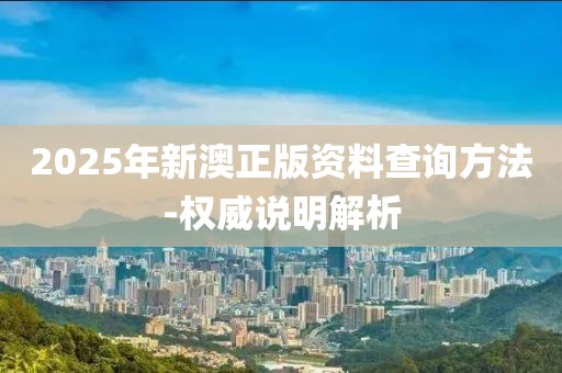 2025年新澳正版資料查詢方法-權(quán)威說明解析