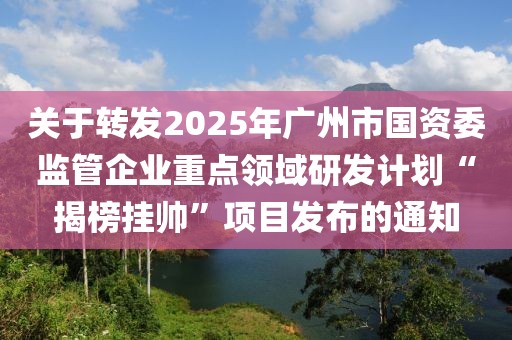 關(guān)于轉(zhuǎn)發(fā)2025年廣州市國(guó)資委監(jiān)管企業(yè)重點(diǎn)領(lǐng)域研發(fā)計(jì)劃“揭榜掛帥”項(xiàng)目發(fā)布的通知