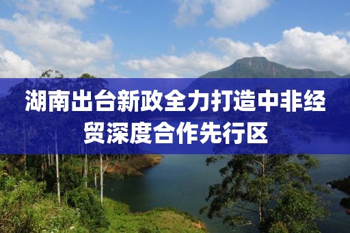湖南出臺(tái)新政全力打造中非經(jīng)貿(mào)深度合作先行區(qū)