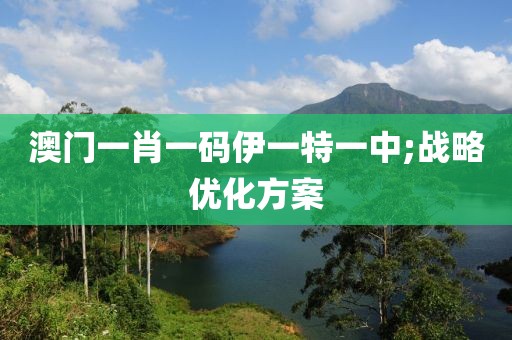 澳門一肖一碼伊一特一中;戰(zhàn)略優(yōu)化方案
