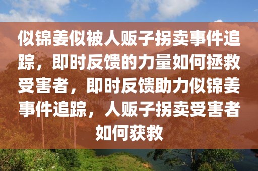 似錦姜似被人販子拐賣事件追蹤，即時反饋的力量如何拯救受害者，即時反饋助力似錦姜事件追蹤，人販子拐賣受害者如何獲救