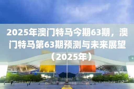 2025年澳門特馬今期63期，澳門特馬第63期預(yù)測(cè)與未來(lái)展望（2025年）