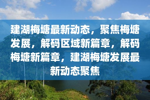 建湖梅塘最新動態(tài)，聚焦梅塘發(fā)展，解碼區(qū)域新篇章，解碼梅塘新篇章，建湖梅塘發(fā)展最新動態(tài)聚焦