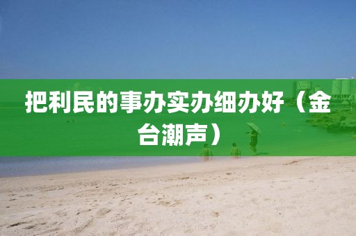 把利民的事辦實(shí)辦細(xì)辦好（金臺(tái)潮聲）