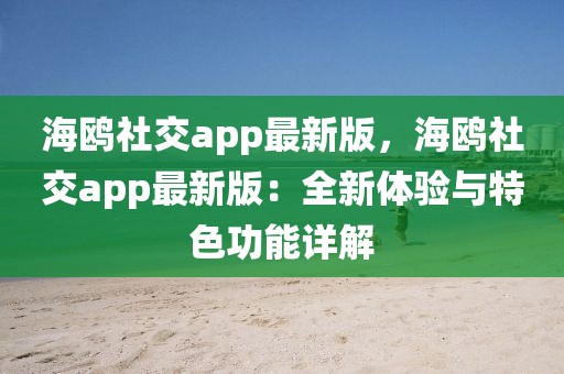 海鷗社交app最新版，海鷗社交app最新版：全新體驗(yàn)與特色功能詳解