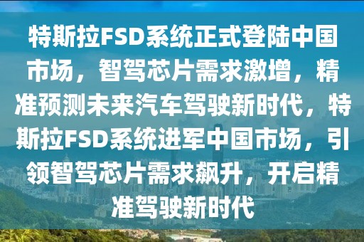 特斯拉FSD系統(tǒng)正式登陸中國市場，智駕芯片需求激增，精準預測未來汽車駕駛新時代，特斯拉FSD系統(tǒng)進軍中國市場，引領智駕芯片需求飆升，開啟精準駕駛新時代