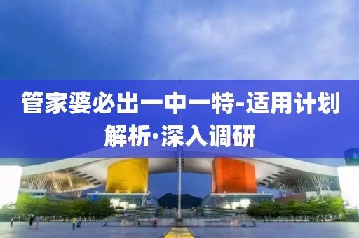 管家婆必出一中一特-適用計劃解析·深入調研