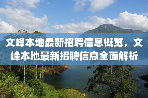 文峰本地最新招聘信息概覽，文峰本地最新招聘信息全面解析