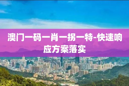 澳門一碼一肖一拐一特-快速響應(yīng)方案落實(shí)