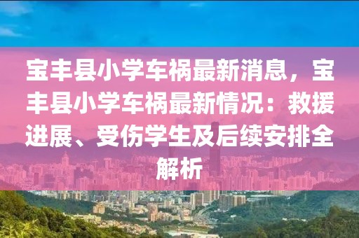 寶豐縣小學(xué)車禍最新消息，寶豐縣小學(xué)車禍最新情況：救援進展、受傷學(xué)生及后續(xù)安排全解析