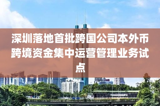 深圳落地首批跨國公司本外幣跨境資金集中運營管理業(yè)務試點