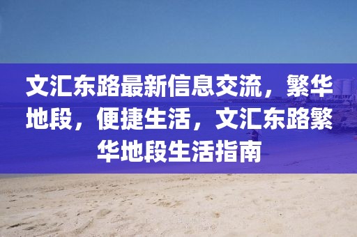 文匯東路最新信息交流，繁華地段，便捷生活，文匯東路繁華地段生活指南