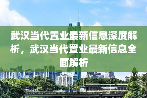 武漢當(dāng)代置業(yè)最新信息深度解析，武漢當(dāng)代置業(yè)最新信息全面解析