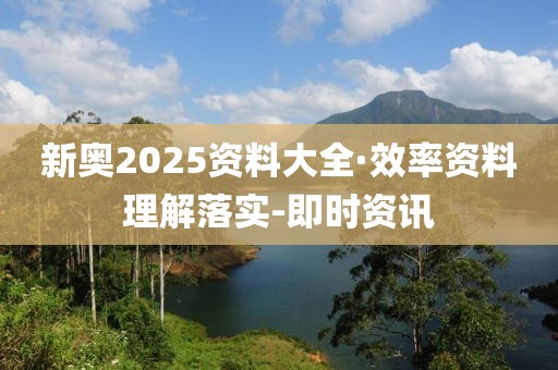 新奧2025資料大全·效率資料理解落實-即時資訊