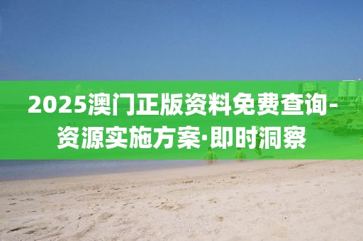 2025澳門正版資料免費查詢-資源實施方案·即時洞察
