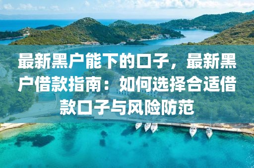 最新黑戶能下的口子，最新黑戶借款指南：如何選擇合適借款口子與風(fēng)險(xiǎn)防范