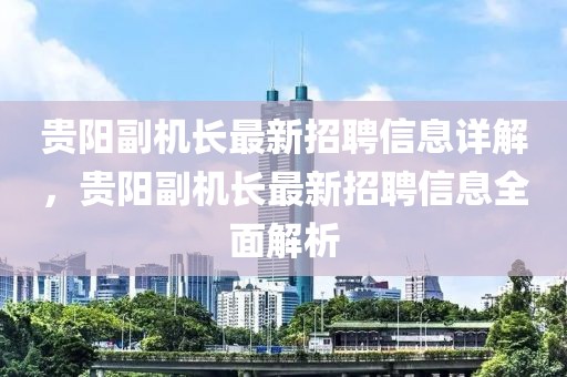 貴陽(yáng)副機(jī)長(zhǎng)最新招聘信息詳解，貴陽(yáng)副機(jī)長(zhǎng)最新招聘信息全面解析