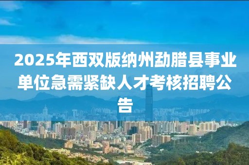 2025年西雙版納州勐臘縣事業(yè)單位急需緊缺人才考核招聘公告