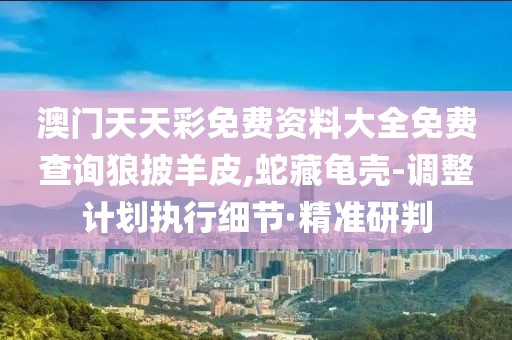 澳門天天彩免費(fèi)資料大全免費(fèi)查詢狼披羊皮,蛇藏龜殼-調(diào)整計(jì)劃執(zhí)行細(xì)節(jié)·精準(zhǔn)研判