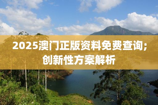 2025澳門正版資料免費(fèi)查詢;創(chuàng)新性方案解析