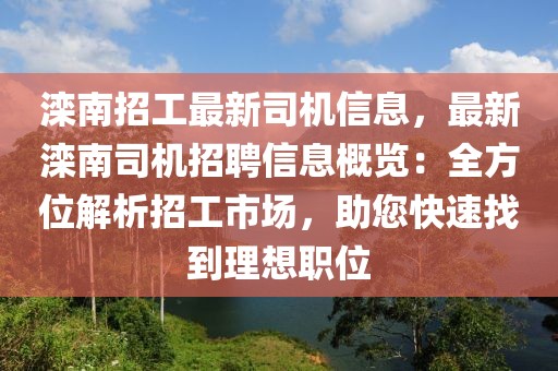 灤南招工最新司機信息，最新灤南司機招聘信息概覽：全方位解析招工市場，助您快速找到理想職位