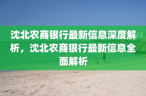 沈北農(nóng)商銀行最新信息深度解析，沈北農(nóng)商銀行最新信息全面解析