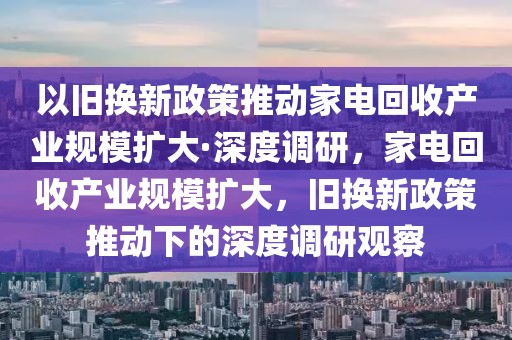 以舊換新政策推動家電回收產(chǎn)業(yè)規(guī)模擴大·深度調(diào)研，家電回收產(chǎn)業(yè)規(guī)模擴大，舊換新政策推動下的深度調(diào)研觀察