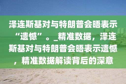 澤連斯基對(duì)與特朗普會(huì)晤表示 “遺憾”。_精準(zhǔn)數(shù)據(jù)，澤連斯基對(duì)與特朗普會(huì)晤表示遺憾，精準(zhǔn)數(shù)據(jù)解讀背后的深意