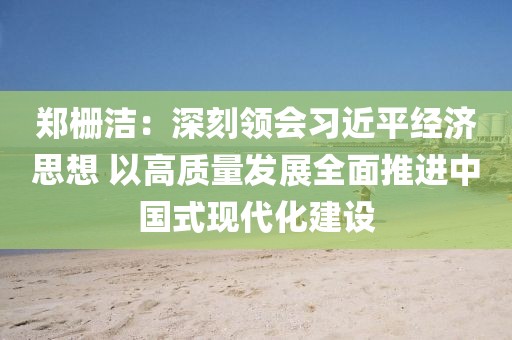 鄭柵潔：深刻領(lǐng)會(huì)習(xí)近平經(jīng)濟(jì)思想 以高質(zhì)量發(fā)展全面推進(jìn)中國(guó)式現(xiàn)代化建設(shè)