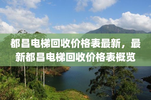 都昌電梯回收價(jià)格表最新，最新都昌電梯回收價(jià)格表概覽